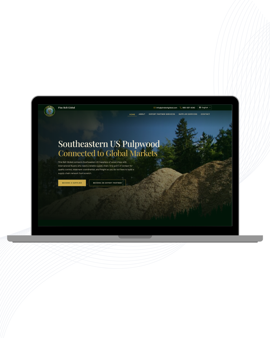 Screenshot of the Pine Belt Global website designed by SpindleStack
